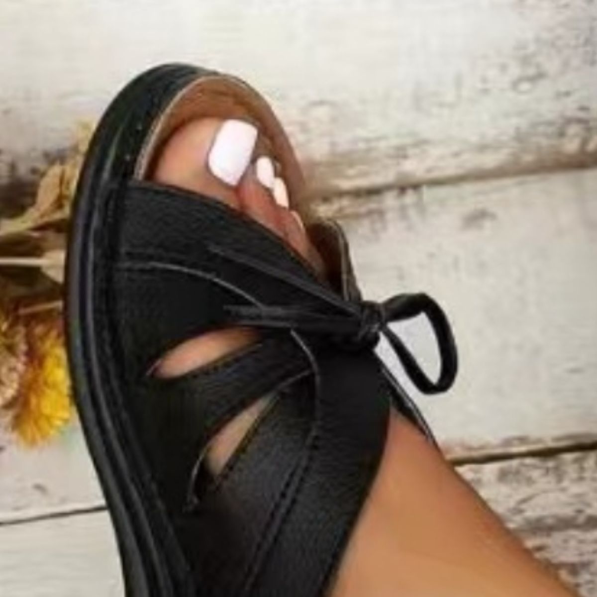 Tied Open Toe Low Heel Sandals