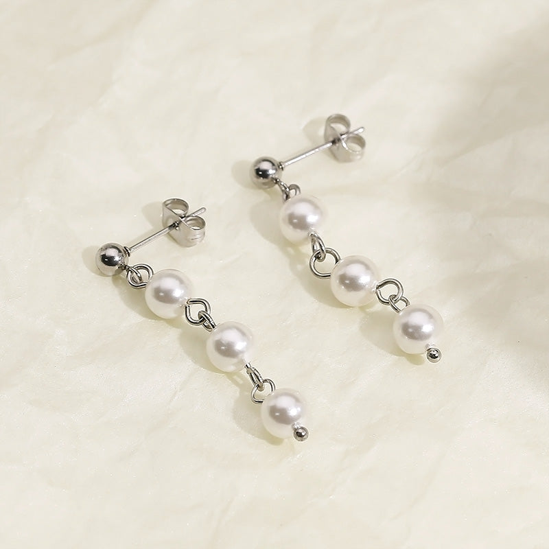 Stainless Steel Freshwater Pearl Earrings