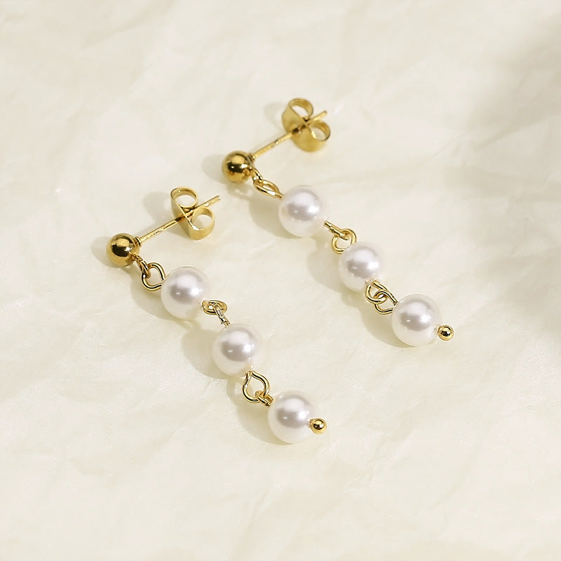 Stainless Steel Freshwater Pearl Earrings