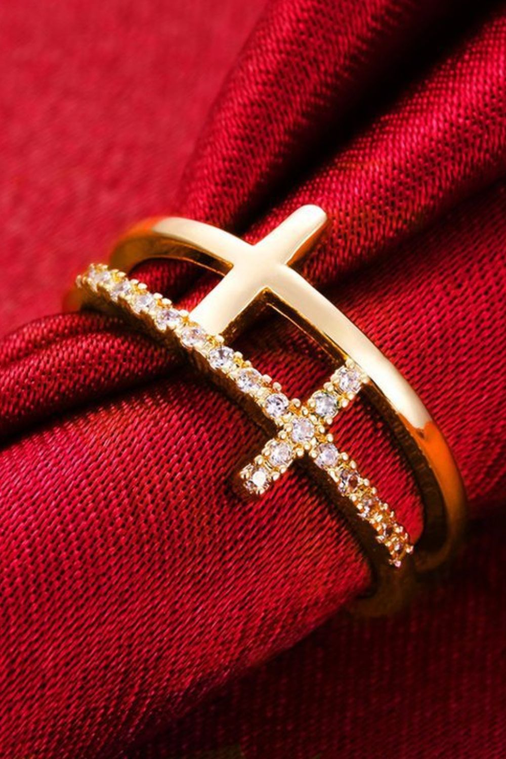 925 Sterling Silver Inland Zircon Cross Ring