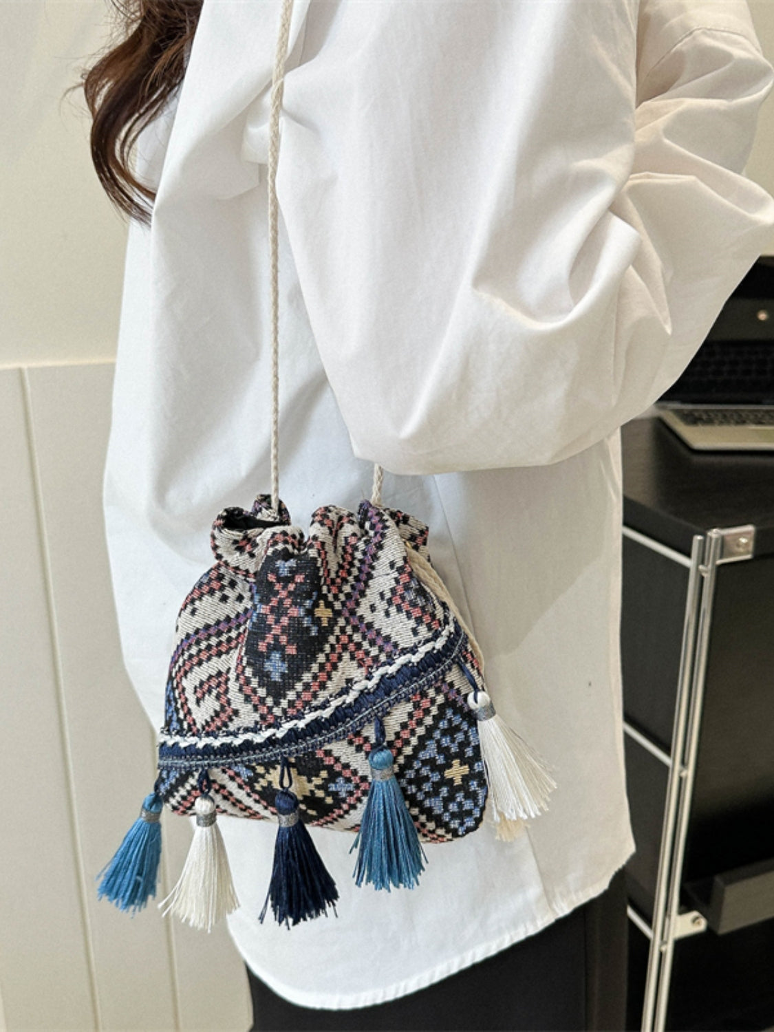 Tassel Spaghetti Strap Shoulder Bag