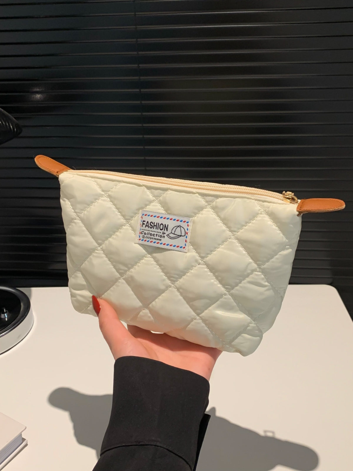 Solid Quilted Clutch with Zipper