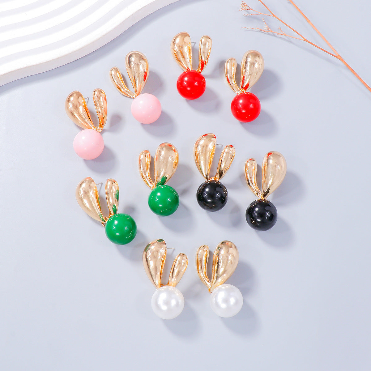 Alloy Drip Oil Bunny Earrings