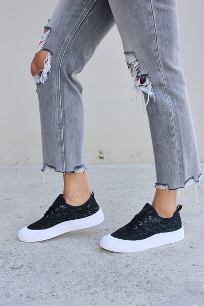 Forever Link Sequin Lace-Up Platform Sneakers