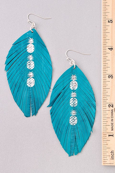 Leaf Statement Earring with Pineapple Detail