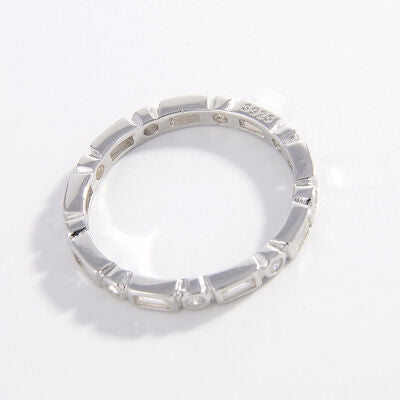 925 Sterling Silver Geometric Shape Zircon Ring