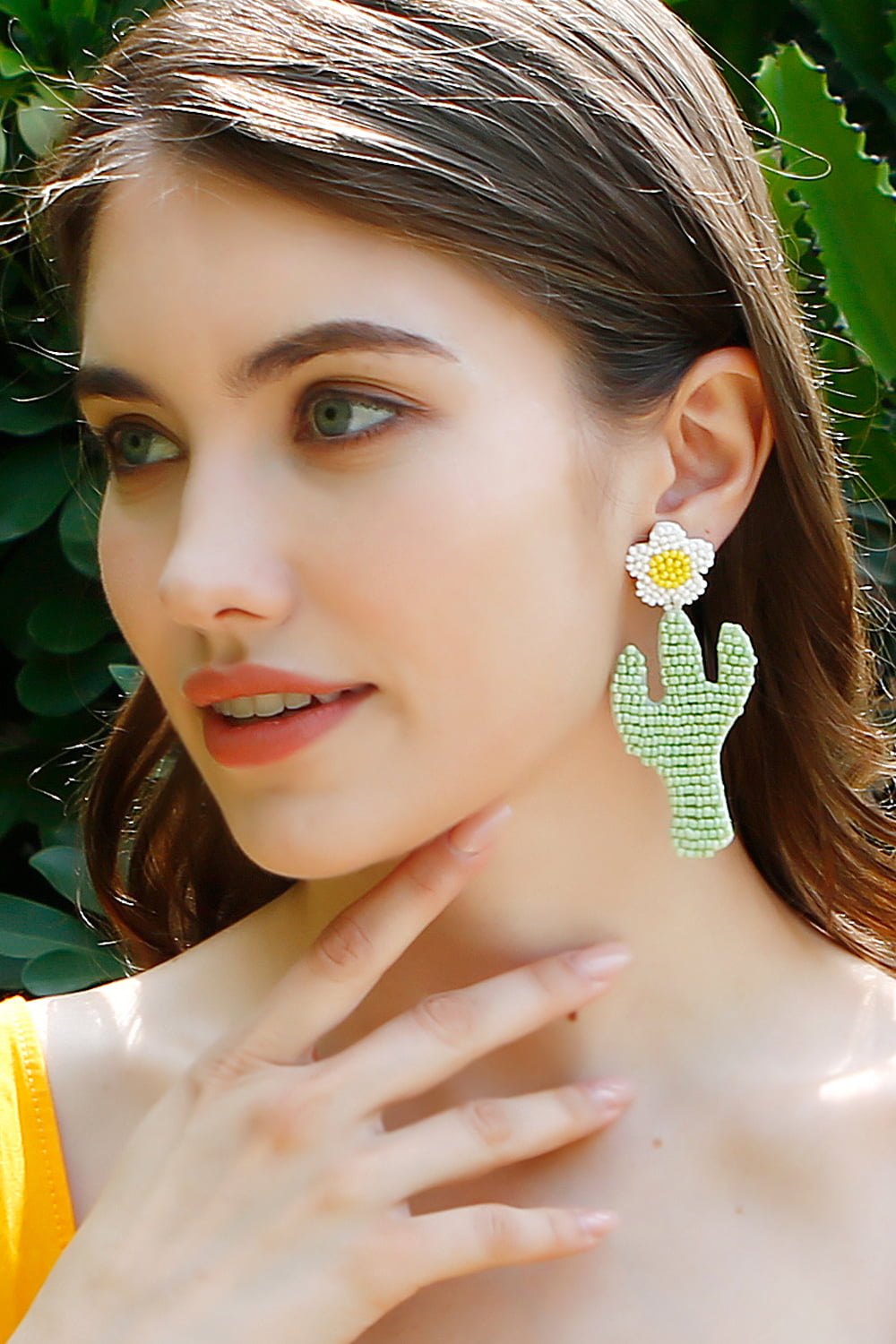 Floral Bead Dangle Earrings
