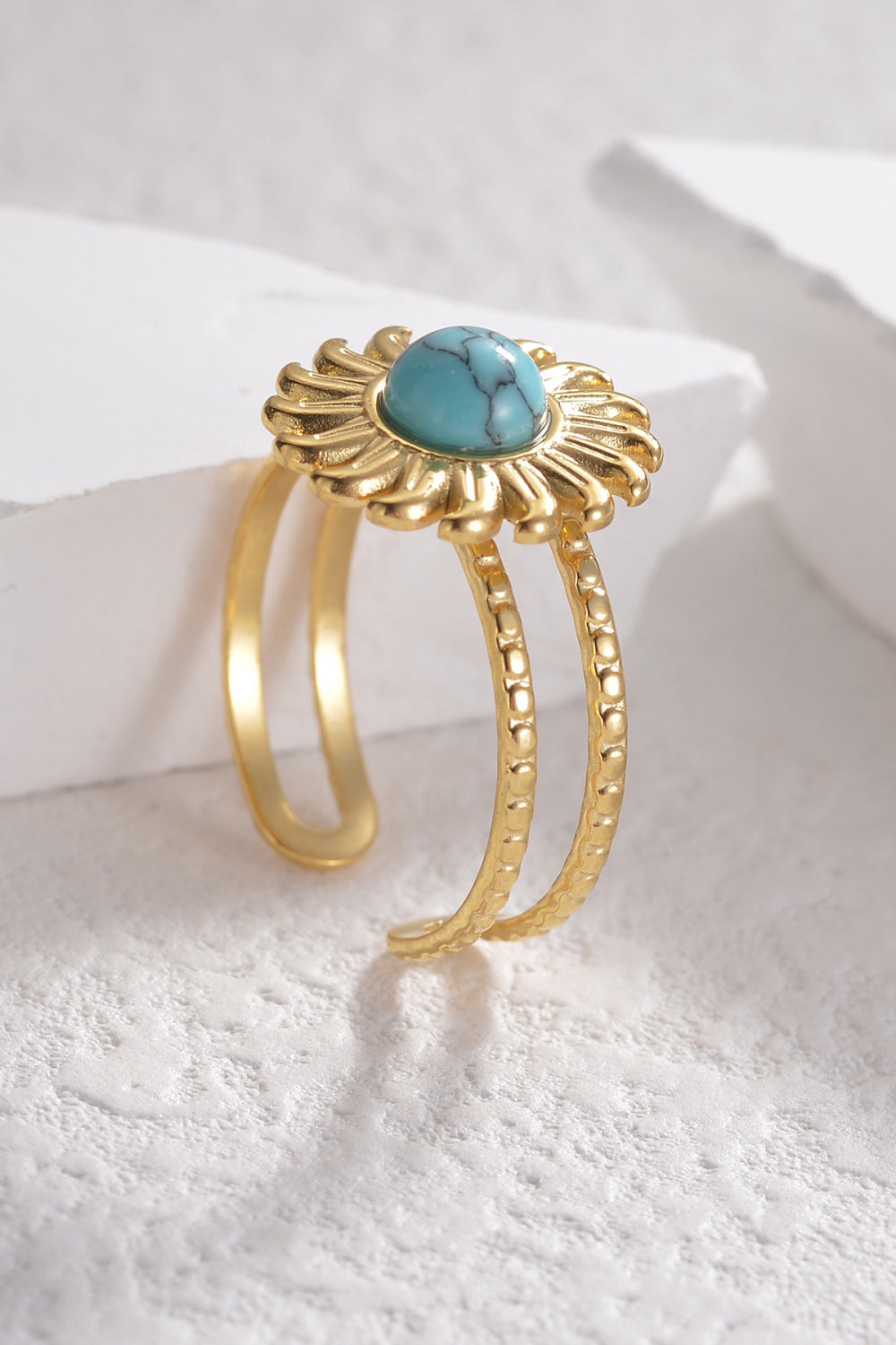 Turquoise Stainless Steel Open Ring