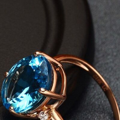 Rose Gold-Plated Artificial Gemstone Ring