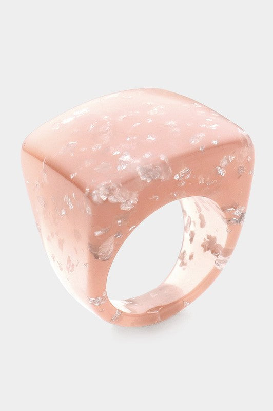 Y2K Resin Square Dome Statement Ring Pink