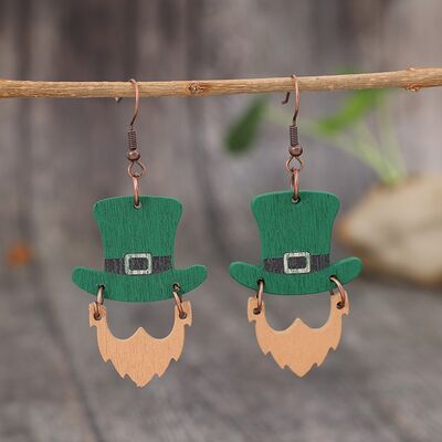 Wooden Hat Shape Dangle Earrings