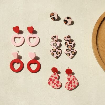 Heart & Leopard Acrylic Stainless Steel Earrings