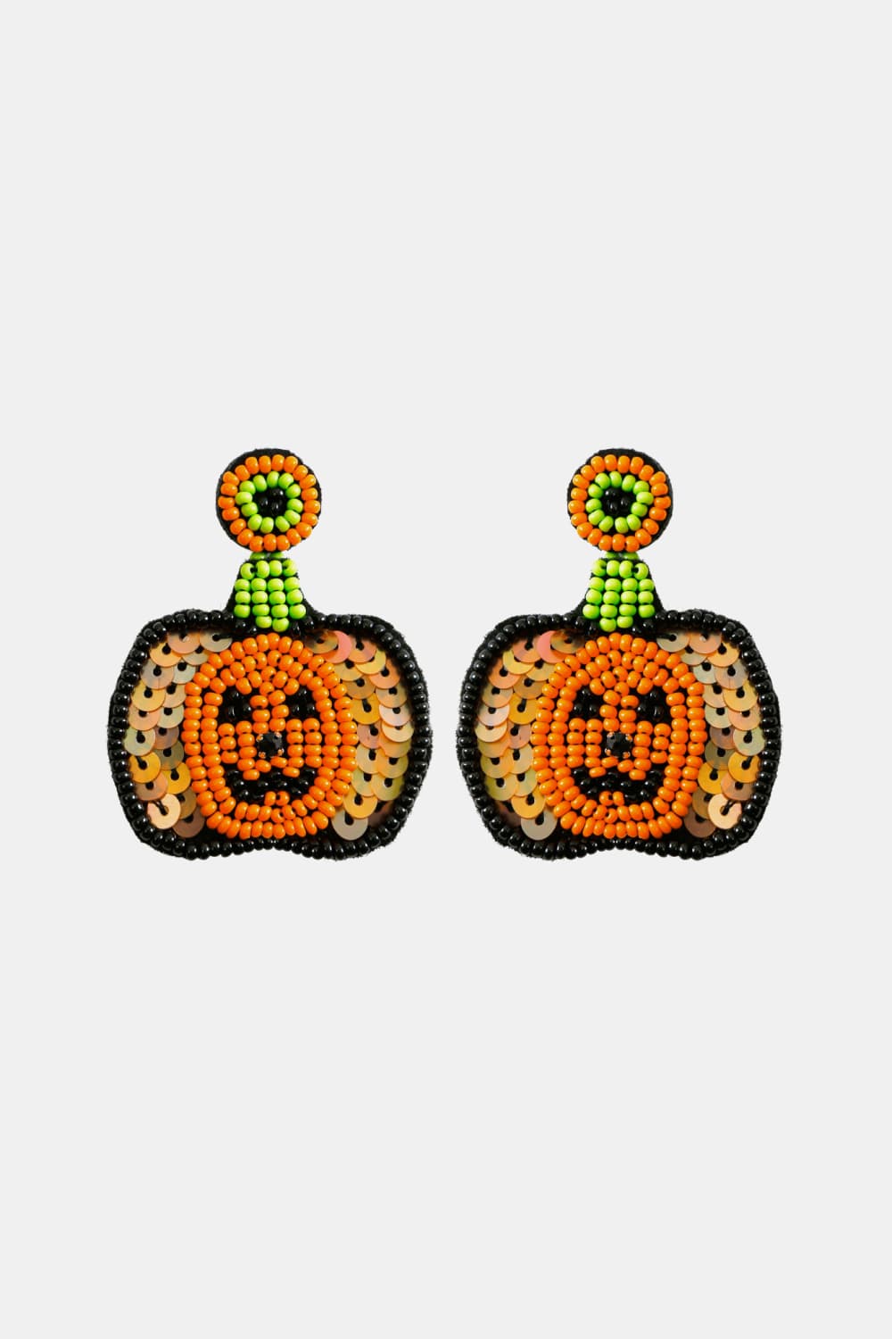 Creepy Pumpkin Shape Beaded Dangle Earrings