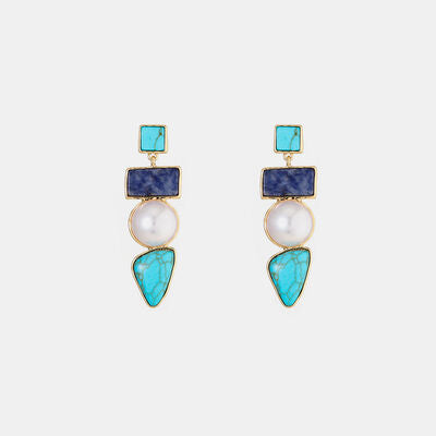 Geometric Imitation Gemstone Alloy Earrings
