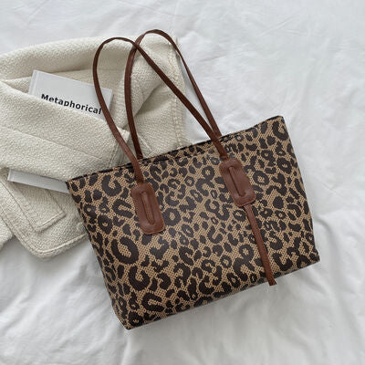 PU Leather Leopard Tote Bag