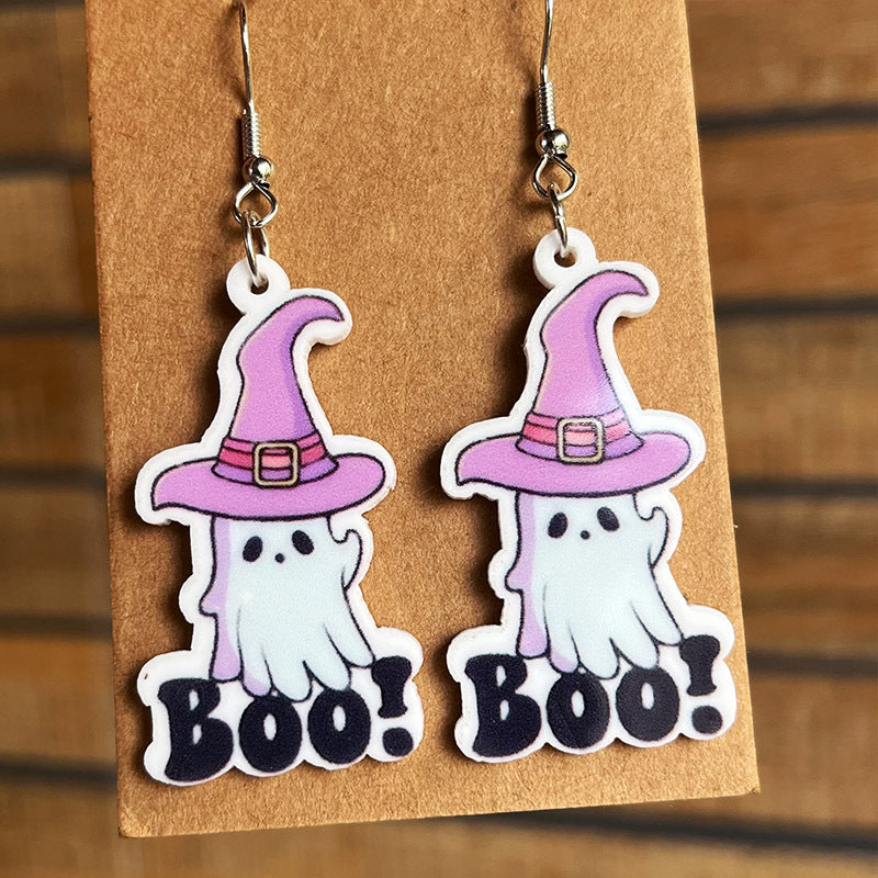 Spooky Theme Acrylic Dangle Earrings