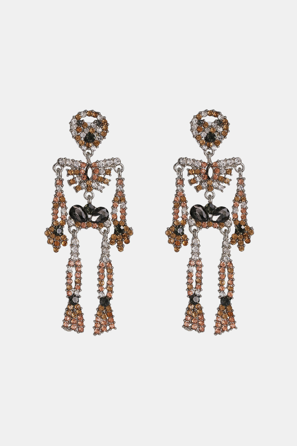 Creepy Skeleton Shape Glass Stone Dangle Earrings