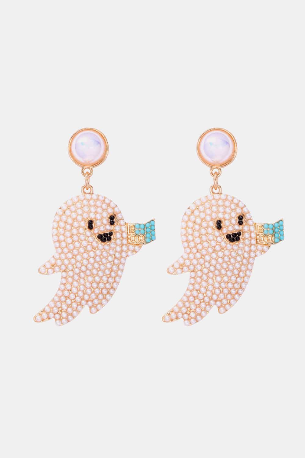 Ghost Shape Synthetic Pearl Dangle Earrings