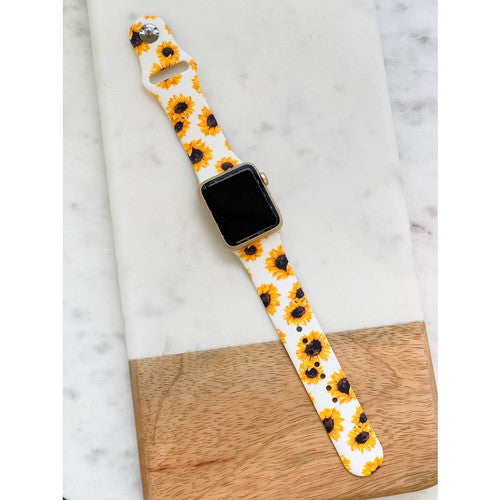 Printed Silicon Strap | Smart Watch Band | Smart Band Watch | Sunflower